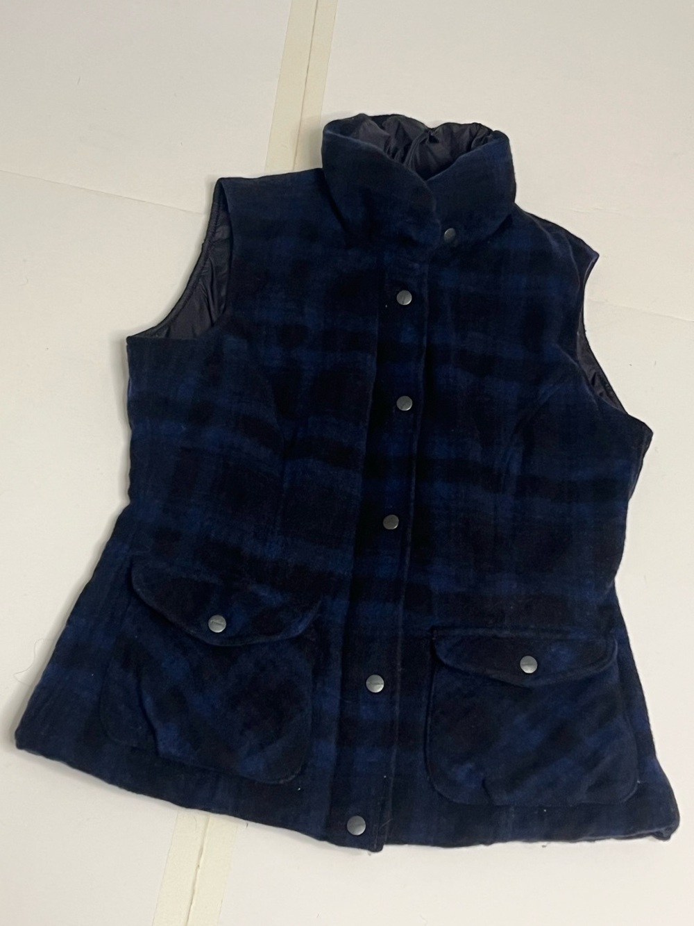 Woolrich John Rich & Bros Navy Plaid Puffer Vest Women’s Size XL